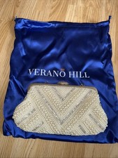 Verano Hill Luxurious Wedding Formal Clutch Bag White Pearl Look