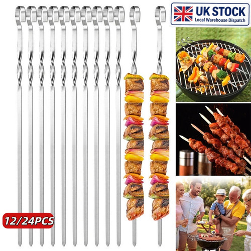 24pcs bbq long metal kebab - long,