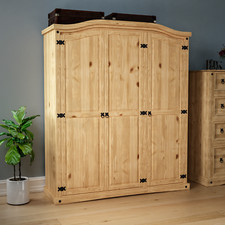 SALE Corona 3 Door Wardrobe Wood Solid Pine Mexican Bedroom Furniture Storage