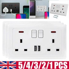 5x Double UK Wall Plug Socket