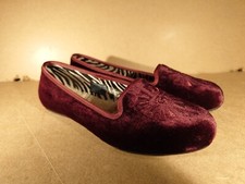Ugg Alloway Velvet Embroider Leather Sheepskin Lining Loafer Burgundy Sz UK 4.5
