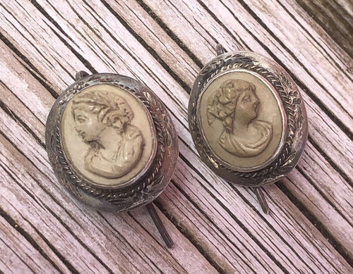 Victorian silver lava cameo - lava,