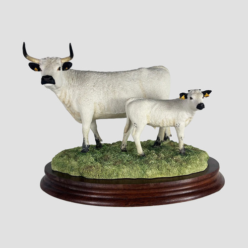 White park cow and calf - cow,