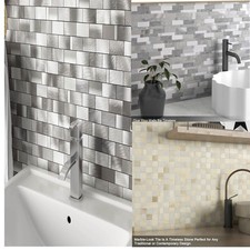 Self Adhesive Mosaic  Wall Tiles Subway Textured Waterproof set of 5