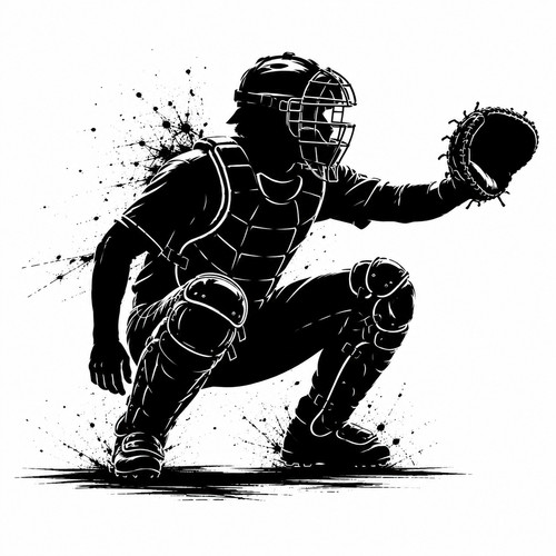 Baseball catcher wall decal - catcher,