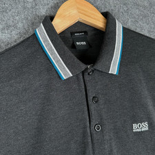 Hugo Boss Polo Shirt Mens Medium Dark Grey Regular Fit Smart Casual Designer