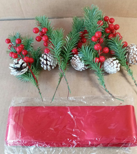 Artificial pine branches red - pine,