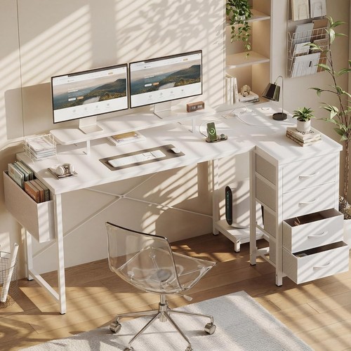Corner desk with drawers - desk,
