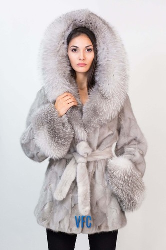 Sapphire mink coat with - coat,