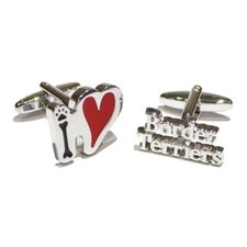 Rhodium Plated I Love Border