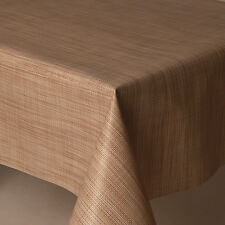 PLAIN WEAVED LOOK HESSIAN BEIGE NATURAL PVC PLASTIC VINYL TABLE CLOTH PROTECTOR
