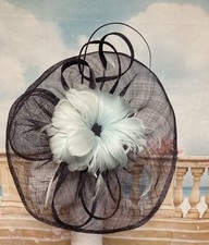 Jacques Vert Purple Aqua Blue Fascinator Hat Wedding Headband Races Occasion MOB