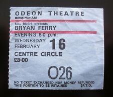 Bryan Ferry 1977 Odeon Theatre Birmingham UK Tour Concert Ticket Stub Roxy Music