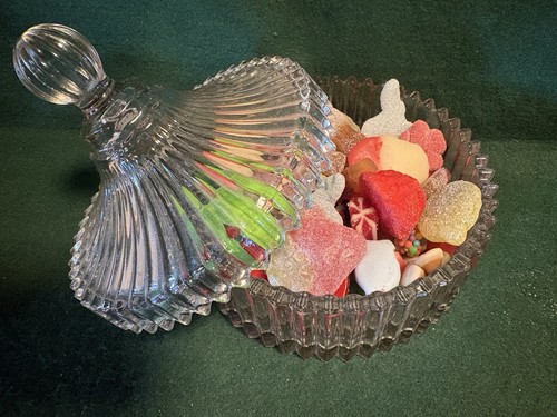 Vintage clear glass - ridged, jar
