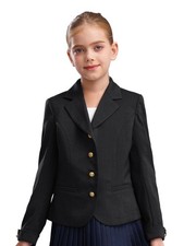 UK Kid Girls Blazer Jacket School Uniform Long Sleeve Notched Collar Button Down