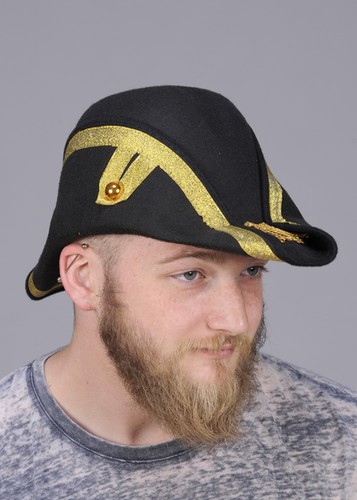 Adult black bicorn pirate hat - bicorn,