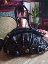 Mischa Barton stardust Black/gold velvet.Patent trim bag.Boho,deco.