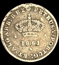 1861 Portugal 50 Reis Silver