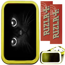 CATS EYES SMOKING SET, GOLD 1oz TOBACCO TIN, 2 X RIZLA PAPERS & FILTERS