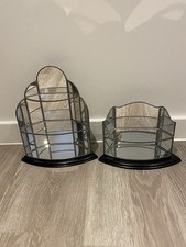 2x Art Deco Style Display Stands Mirrored Back.