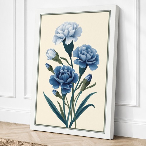 Blue carnations botanical - blue,