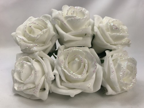 6cm white glitter cottage foam - cottage,