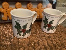 2 X VINTAGE PORTMEIRION ‘HOLLY AND IVY ‘ XMAS COFFEE/TEA MUGS 1995 - UNUSED