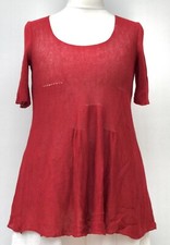 ZUZA BART RED KNIT LINEN A-LINE TUNIC/TOP BUST 34-36" Size M