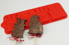 4 Cell Santa Chimney Lolly Chocolate Bar Silicone Mould Christmas Wax Resin 