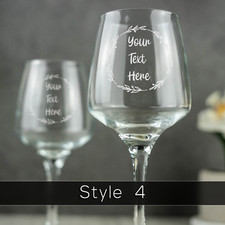 Personalised Engraved Modern Red Wine Glass Any Text and Your Own Message Gift