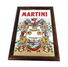 Vintage/Retro Martini Vino Vermouth Turin Torino Wooden Framed Pub Mirror