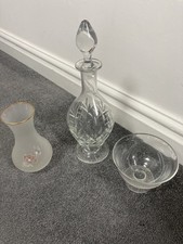 vintage mcg crystal glass decanter with stopper 12"