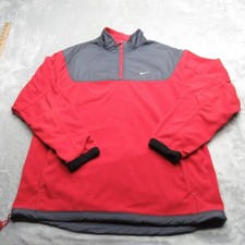Nike Hybrid Jacket Mens Large Red Gray Colorblock 1/4 Zip Pullover Vintage 90s