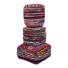 Handmade Pouf Ottoman Multi