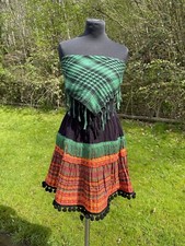 Vintage Thai Embroidered Elasticated Waist Skirt Cotton Size 24”-34” W Festivals