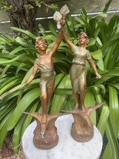 Spelter Figure Pair Art Deco