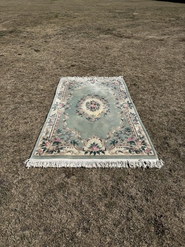 Vintage handmade wool rug - wool,