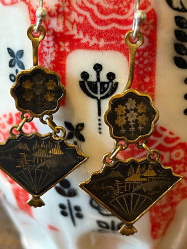 Black gold fan - black, japanese