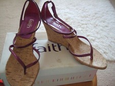 Faith Purple Wedged Sandals, Size 5, Excellent Condition