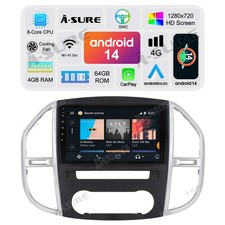 4+64GB Android 14 Car Stereo GPS Head Unit Sat Nav for Mercedes Benz Vito W447