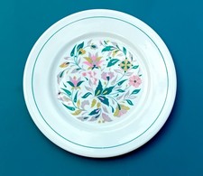 Queen Anne 'Kismet' Bone China Side Plate, Pink and Olive Florals, Teal & Taupe