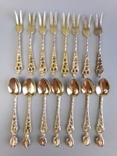 Cocktail Forks Spoons for Hors d'oeuvres, Snacks, Espresso. VTG Gold. Tiny 3.75"