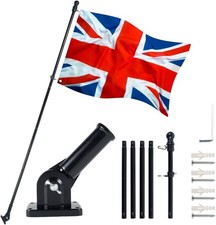 ?6FT Wall Mounted Flag Pole Kit Black Stainless Steel with Mounting Bracket Set