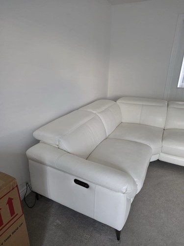 White leather corner - leather, sofa