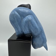 Hand Carved Blue Wooden Cat