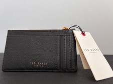 Ted Baker genuine black woman purse  Script Zip Card Holder  new with tags