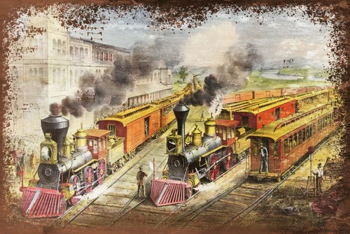 Steam engines railway - engines, train