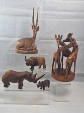 Vintage Wooden African Animal Various Figurines Hand Carved Hardwood 