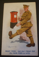 WW1 DONALD MCGILL Comic SOLDIER KHAKI RIGHT TURN RED LETTERBOX POST WRITE LETTER