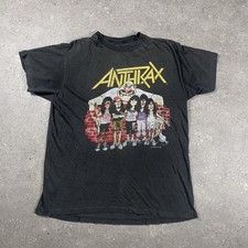 Vintage Anthrax Shirt Mens M Black 1989 State of Euphoria Sold Out Tour Band